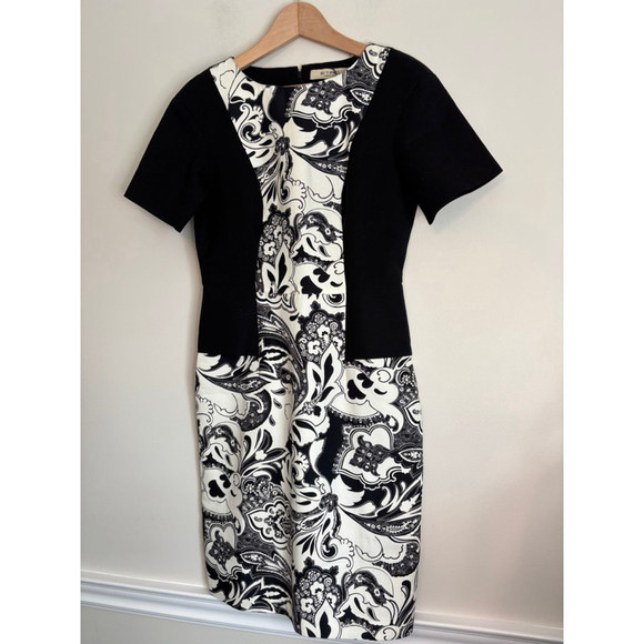 Etro Women's Euro 42 US 6 Black White Paisley Sheath Knee Length Dress Career - Picture 3 of 11
